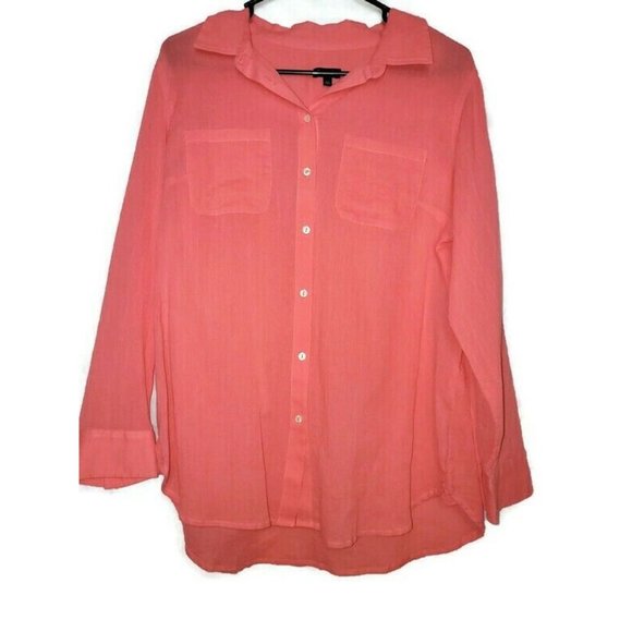 Talbots Petites size‎ Lp button up long sleeve Coral 100% cotton made in India - Picture 1 of 8